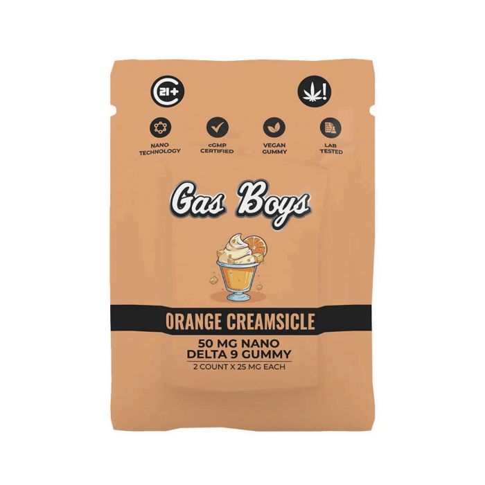 Gas Boys D9 Gummies 2pc 50mg Nano Delta 9 / Orange Creamsicle